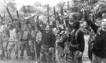 Members of the extremist Abu Sayyaf believed to be behind the 2000 Sipadan hostage crisis.  /AP file photo 