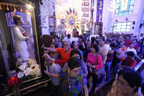 People venerate the image of San Pedro Calungsod at the archdiocesan shrine dedicated to the first Visayan martyr and second Filipino saint in Cebu City in celebration of his feast day today. (CDN PHOTO/JUNJIE MENDOZA)