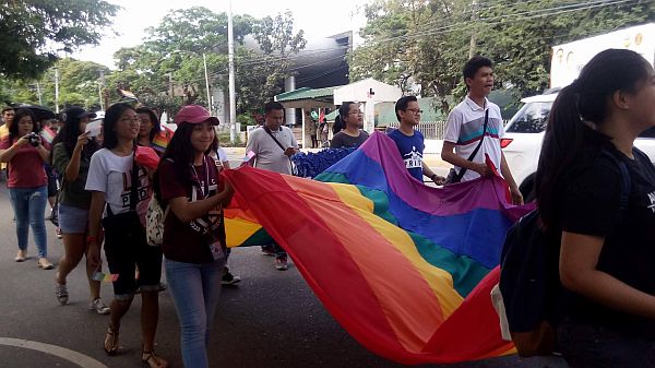 LGBT Advocates and Supporters are now marching from UP Cebu to Capitol Grounds for Cebu's Pride March (CDN PHOTO/ MOREXETTE ERRAM)