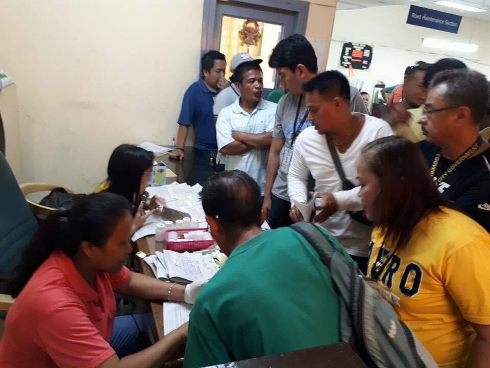 Employees of Cebu City Hall Department of Engineering and Public Works (DEPW) subjected for a surprise drug test (CONTRIBUTED PHOTOS)