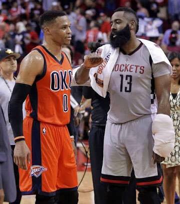 Russel Westbrook and James Harden. /Ap