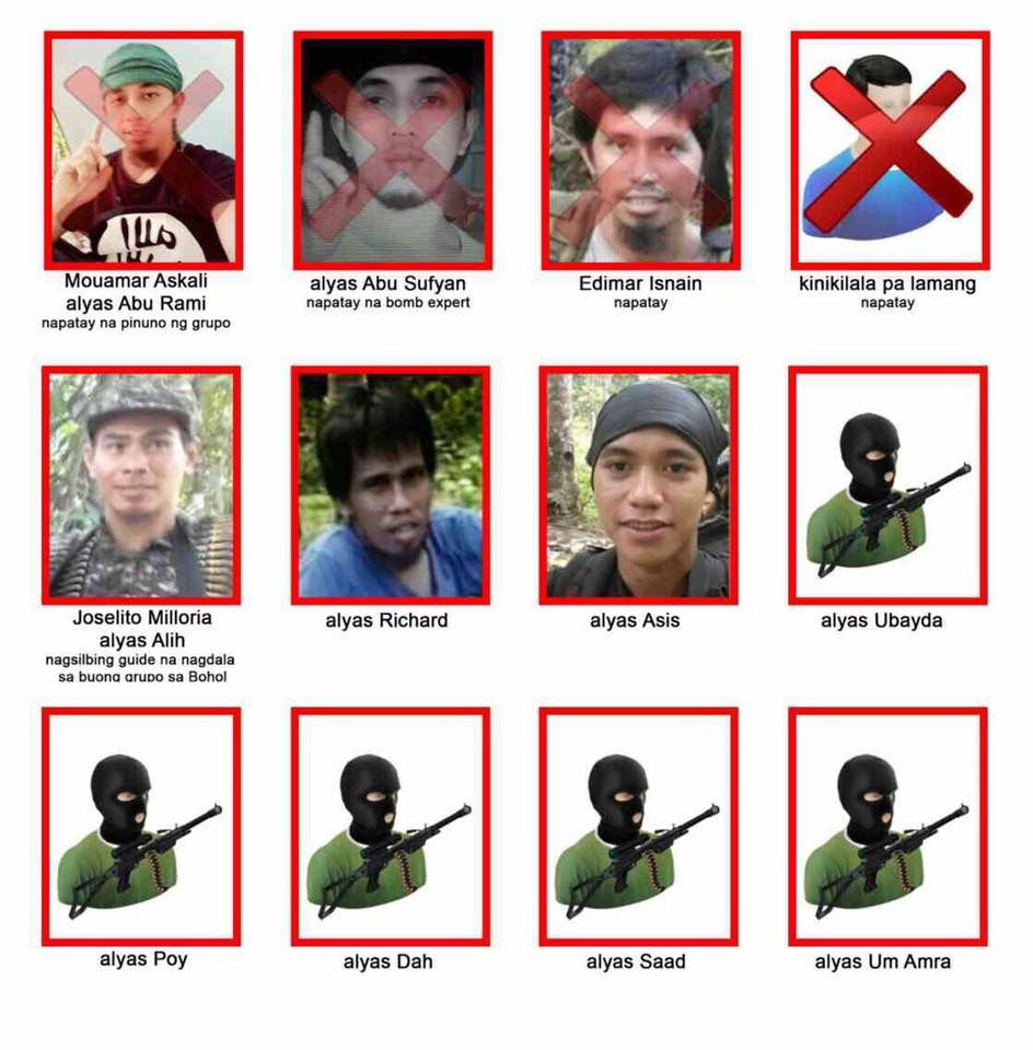 AFP & PNP Bohol released photos of the armed men involved in the recent clash in Inabanga town, Bohol. (Source: AFP)