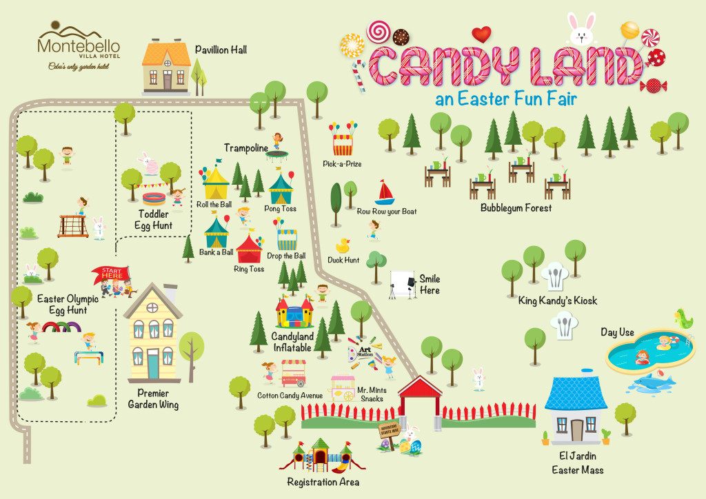 Montebello Villa Hotel Easter Candy Land map