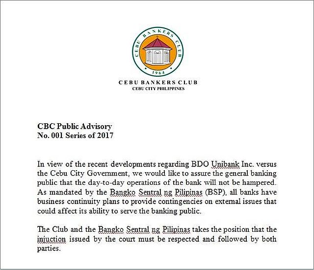 Cebu Bankers Club Statement