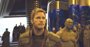 This image released by Disney-Marvel shows Chris Pratt, left, and Dave Bautista in a scene from, "Guardians Of The Galaxy Vol. 2." (Disney-Marvel via AP)