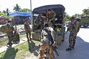 Additional military forces arrive in Clarin, Bohol. Captain Jojo Mascariñas of the 302nd Infantry Brigade in Bohol says  that members of the Abu Sayyaf are  still in Bohol and may blend with the community to escape. CDN PHOTO/JUNJIE MENDOZA