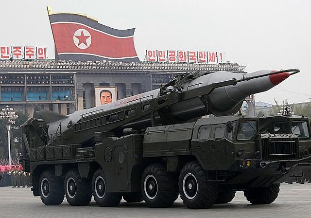 Missiles mounted on trucks make its way during a military parade to mark the 65th anniversary of the communist nation’s ruling Workers’ Party in Pyongyang in this Oct. 10, 2010 photo. (AP)