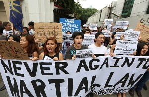  Students of the University of the Philippines–Manila walked out of their classrooms to protest the extrajuducial killings in the country on the eve of the Declaration of Martial Law in the country, 44 years ago on Sept. 21 1972. /Inquirer photo