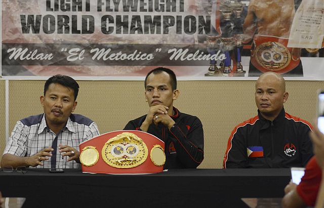  IBF Light Flywieght World Champion Milan "El Metodico" Melindo talks about his recent victory in Japan in a press conference Tuesday night at the St. Mark Hotel, Cebu City (CDN PHOTO/ CHRISTIAN MANINGO)