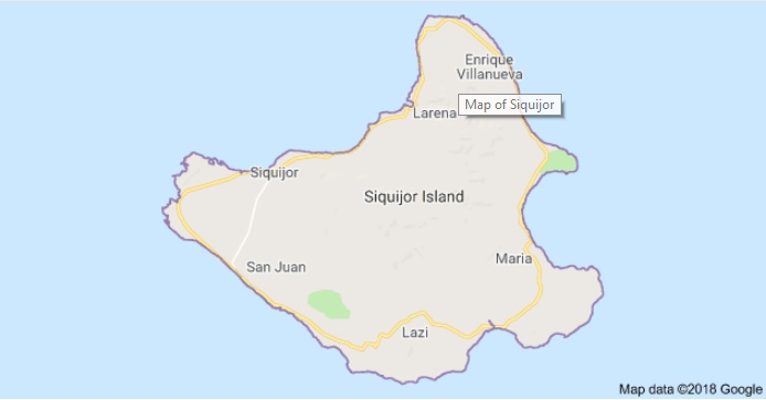 Map of Siquijor for story: Body of man who jumped off ship from Cebu found