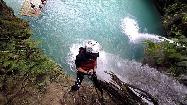 Extreme sports enthusiasts can enjoy rappelling at the Kawasan Falls in Badian town in southern Cebu. 