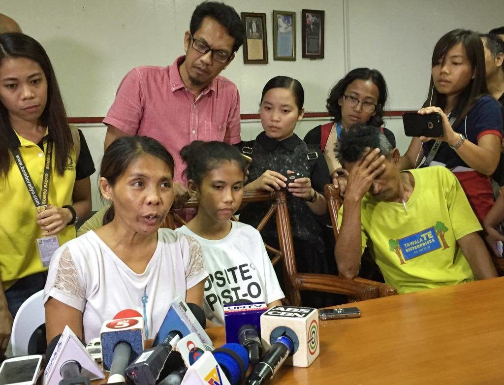 Lourdes Silawan, mother of murdered Christine Lee, expresses relief over the arrest of a key suspect in her daughter's killing, saying she is convinced he was the culprit but that he did not do it alone. Christine's parent address questions from the media at the National Bureau of investigation in Central Visayas (NBI7 ) office where a press conference is held on Monday evening, March 18, 2019, to address questions regarding the arrest of the 17-year-old suspect in the murder of Christine. |CDND Photo/Tonee Despojo
