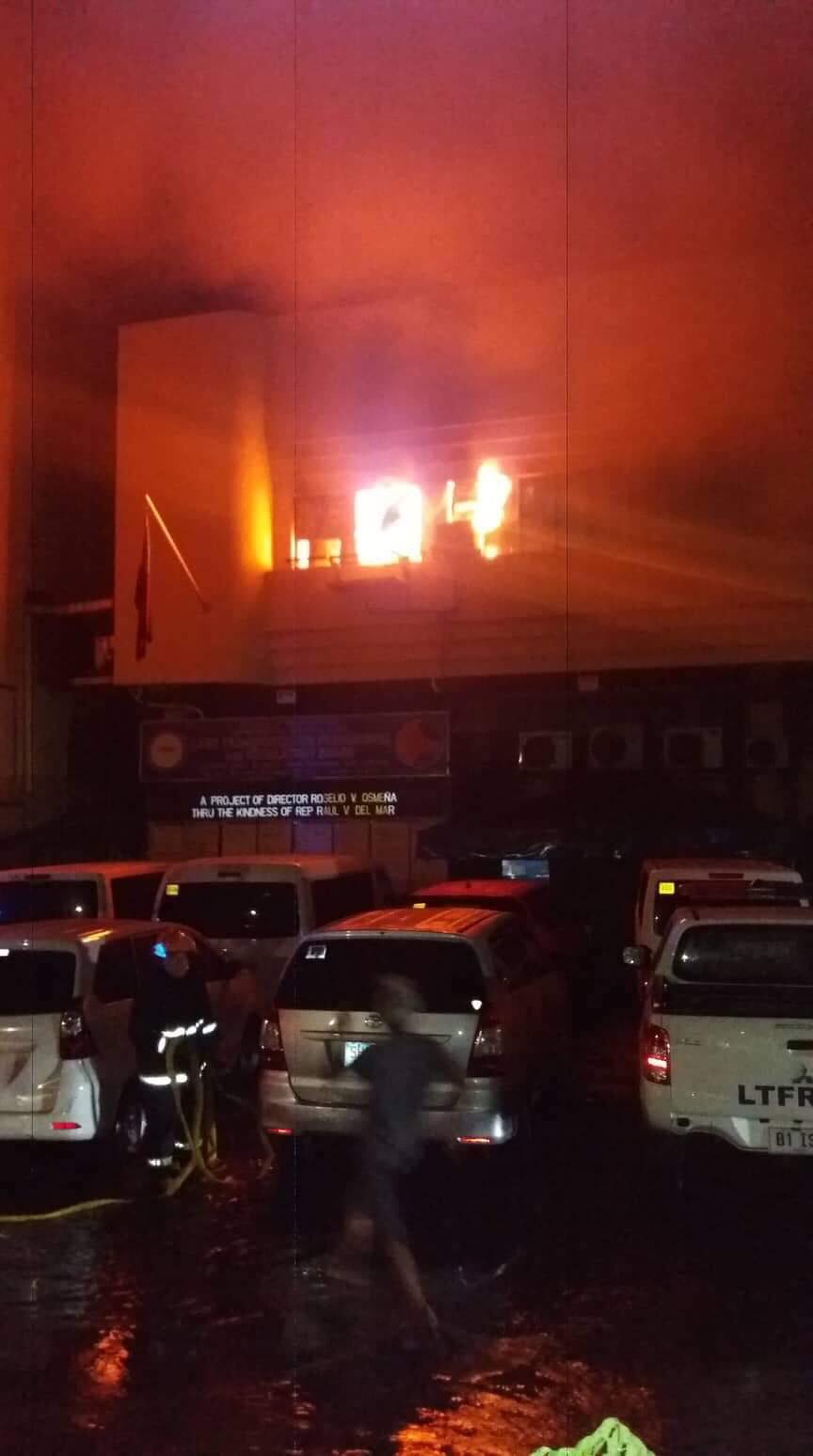 Fire engulfs the Land Transportation Franchising and Regulatory Board in Central Visayas (LTFRB-7) office at the North Reclamation Area in Cebu City at 12:10 a.m.