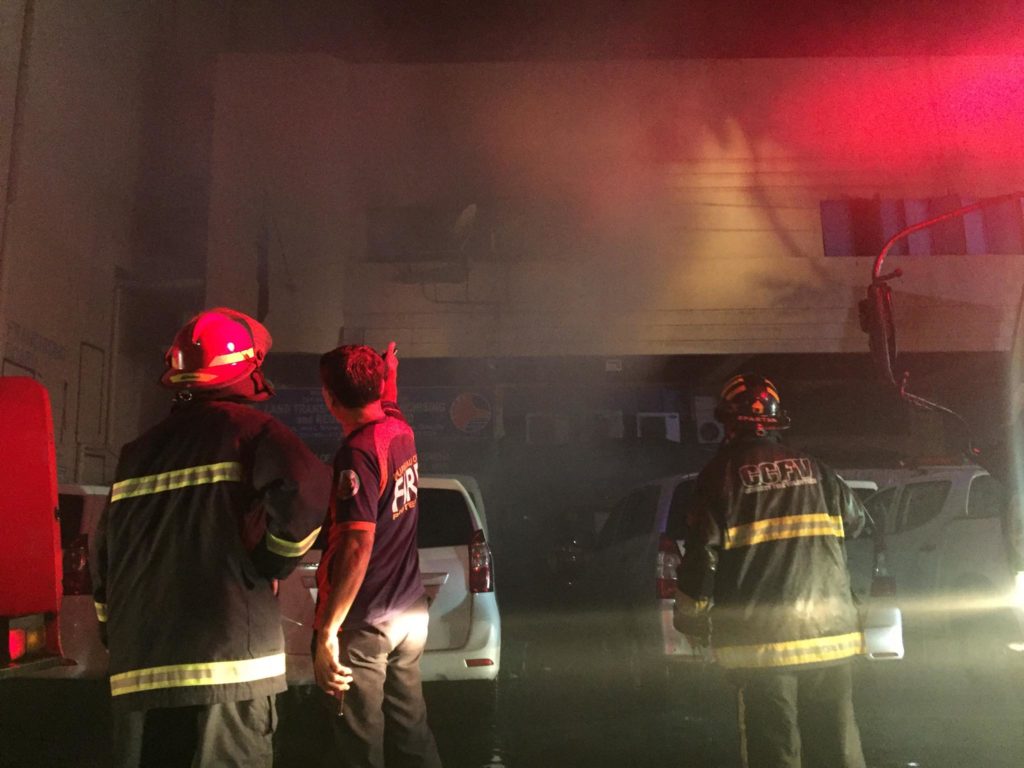 Fire engulfs the office of the regional director at the second level of the Land Transportation Franchising and Regulatory Board in Central Visayas (LTFRB-7) office at the North Reclamation Area in Cebu City