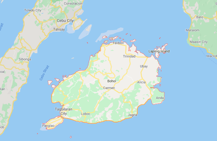 Map of Bohol | via Google Maps