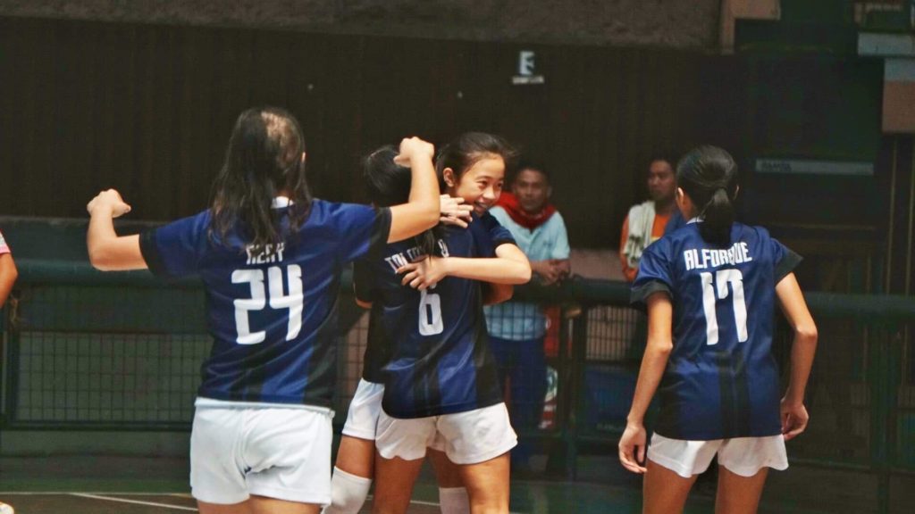 futsal, girls, Ateneo de Cebu, celebrate