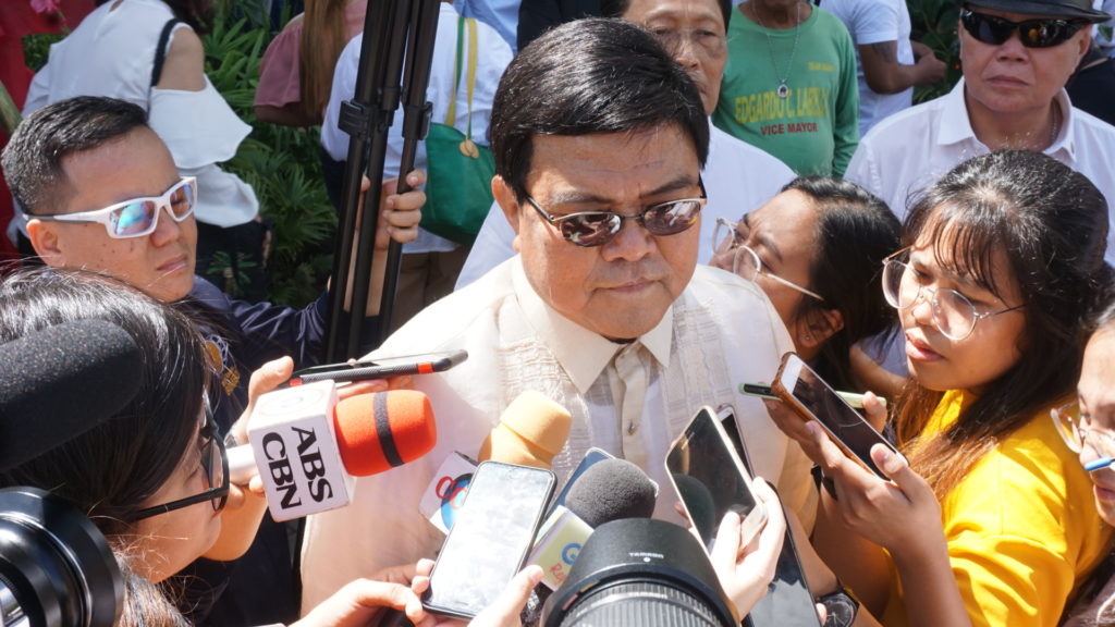 Cebu City Mayor Edgardo Labella speaks to reporters. 