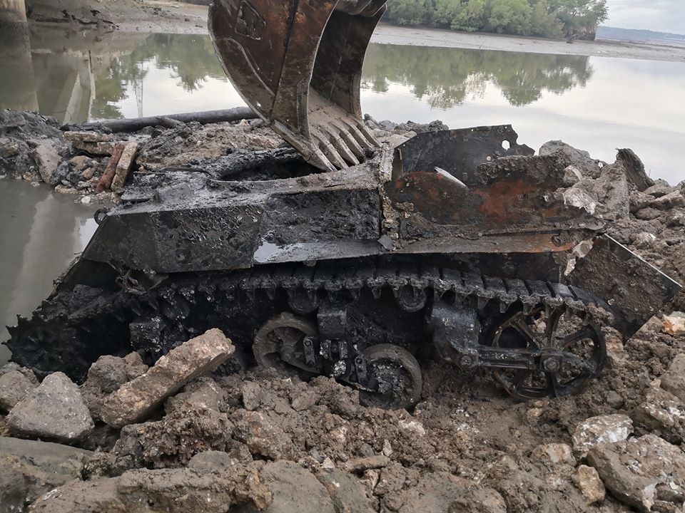 Medellin Mayor Joven Mondigo Jr. said they are eyeing to place the remains of M5A1 Stuart tank used by the US Army during World War II near Dagusungan River where it was unearthed. | Photo courtesy of Medellin LGU