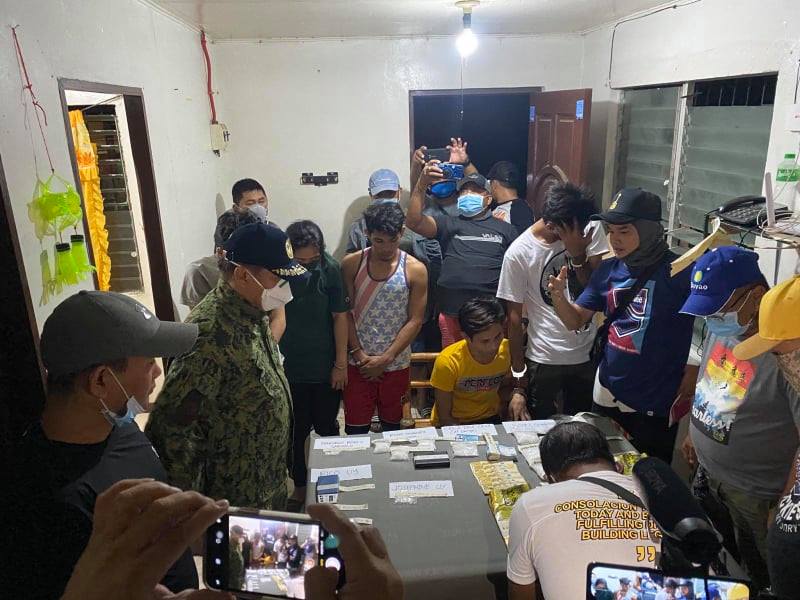 Five suspects in a drug buy-bust operation in Consolacion town are being processed at the town's police station on March 20, 2020. | Contributed photo