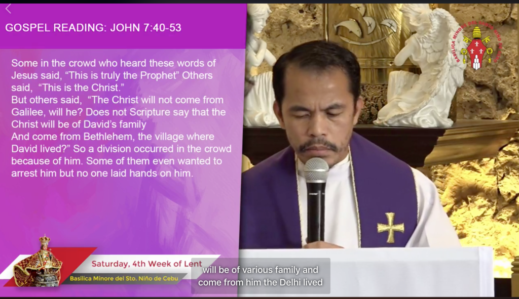 Churches have turned to live streaming the holding of the Holy Masses such as the Basilica Minore del Santo Niño amid the COVID-19 pandemic. Above is a screen grabbed shot of the online Holy Mass of the Basilica. | Screengrabbed from online Mass of Basilica