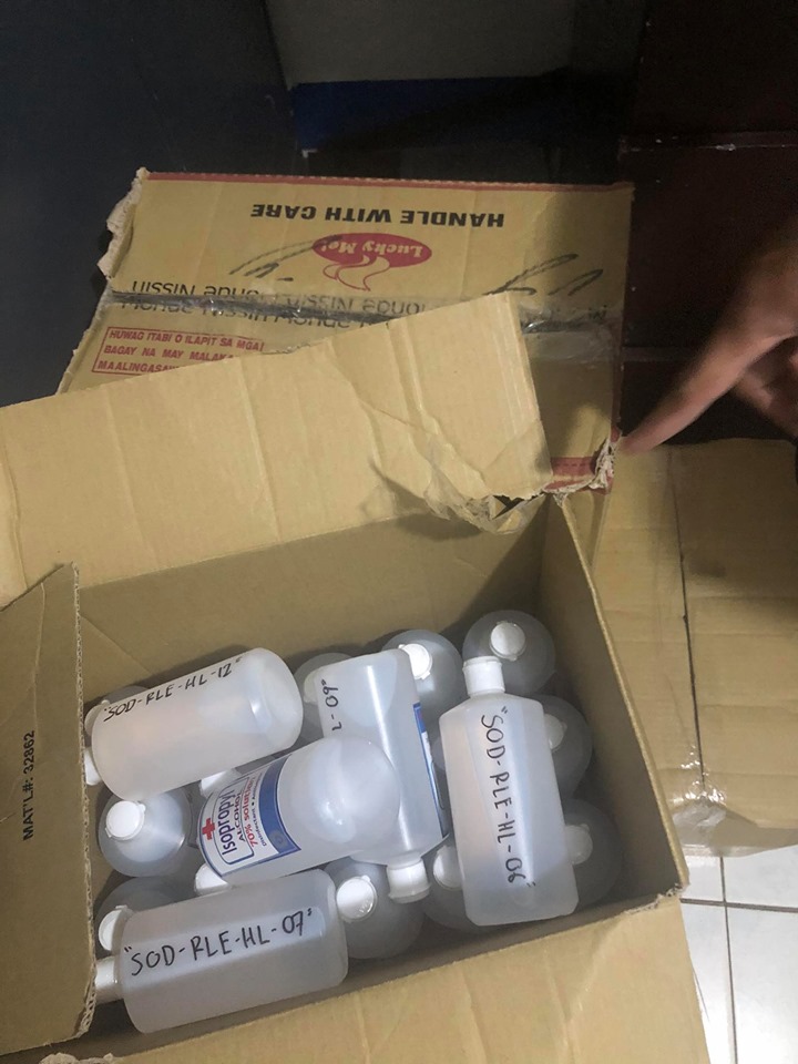 Boxes of rubbing alcohol were confiscated by elements of CIDG-7 from online sellers who are selling these at a higher price. /photo by CIDG-7