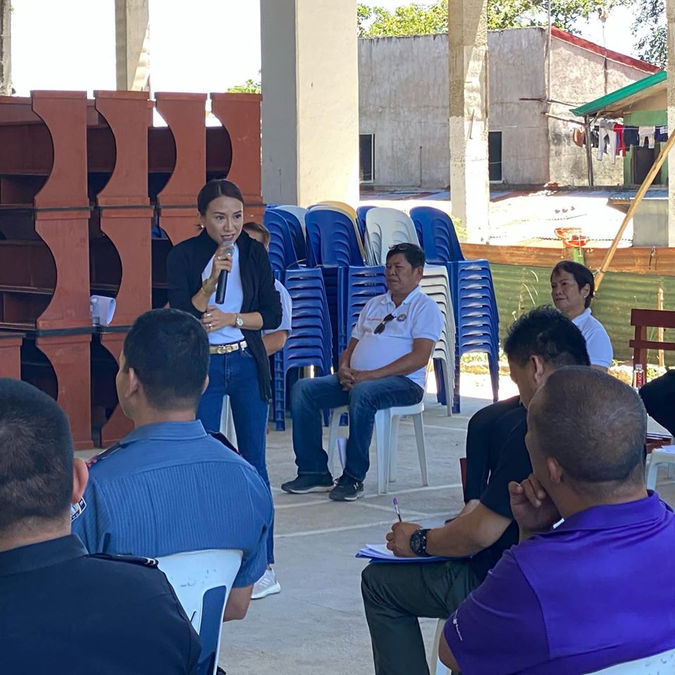 Liloan Mayor Christina Frasco conducts a multi-sectoral meeting for COVID-19 prevention with the attendees seated one meter apart. |Photo from Mayor Christina Frasco
