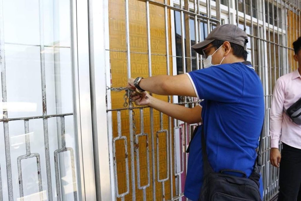 After its pastor defied the order to stop the religious gathering, the Cagayan de Oro government padlocks the establishment where the Word of God Spirit and Living Ministries hold their religious service. |