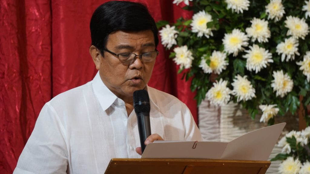 Cebu City Mayor Edgardo Labella reads the prayers of the faithful during the Easter Vigil Mass at the Cebu Metropolitan Cathedral on April 11, 2020. | Gerard Vincent Francisco