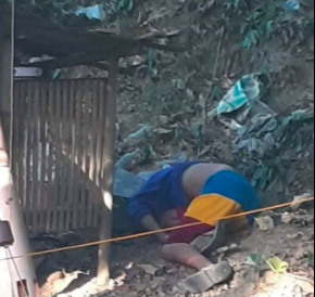Joselito Ardiente shoots his friend Erwin Millosa of Barangay Pulangbato, Cebu City in the head, killing him. | Photo courtesy of the Talamban Police Station