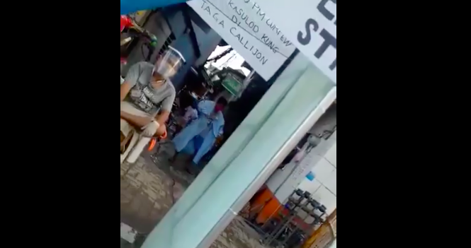 A screenshot of the viral video that allegedly showed a nurse being prevented from entering her house in Sitio Callejon, Barangay Labangon