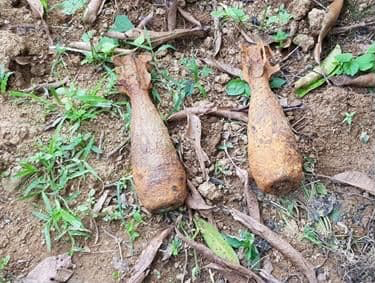 A total of 21 assorted ammunitions, including two World War II bombs, were voluntarily surrendered by several residents in the mountain barangays of Cebu City during a three-day operation against loose firearms and weapons by the City Mobile Force Companion (CMFC) that concluded on Wednesday, May 20. | Photos courtesy of CMFC