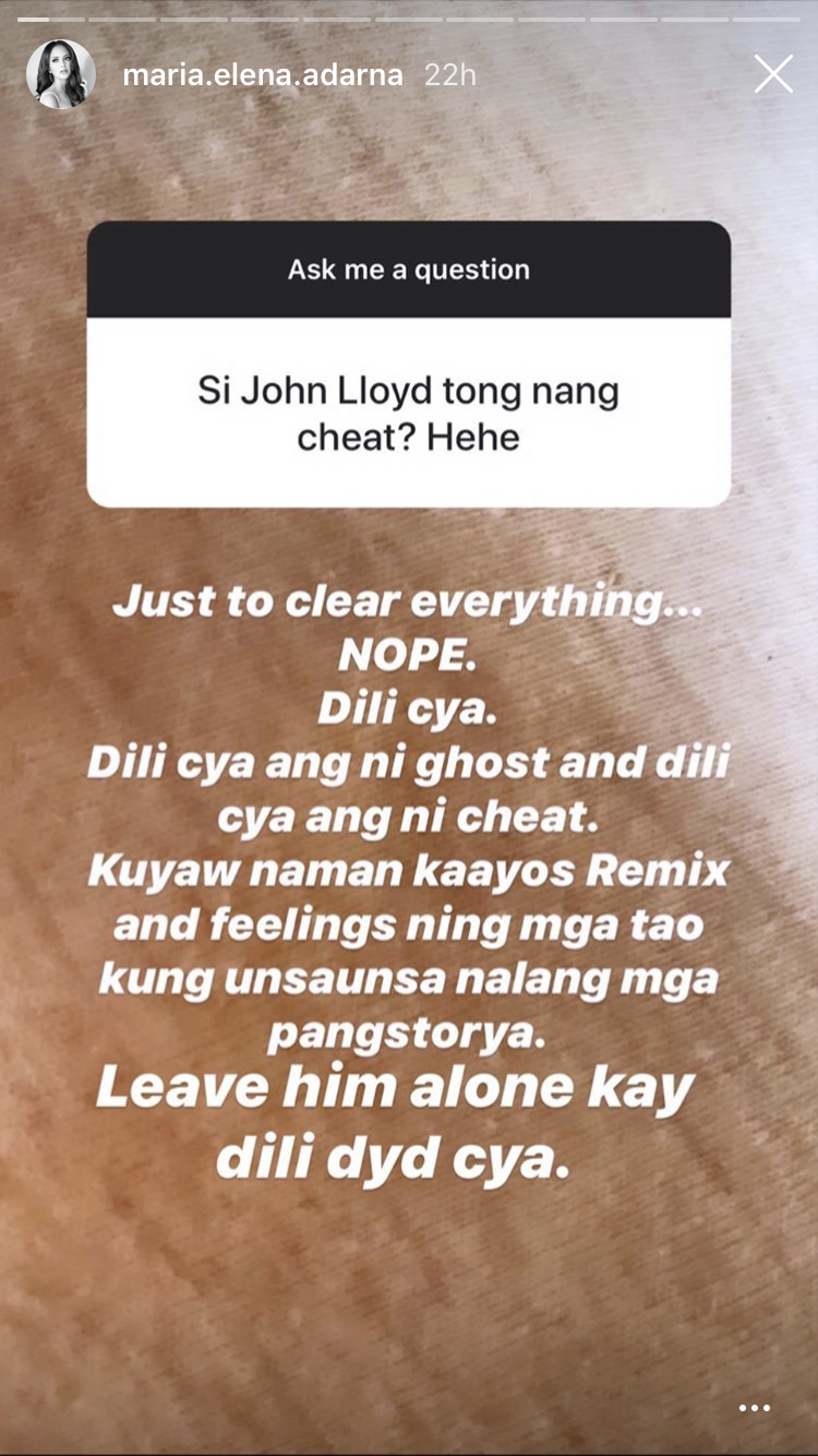 This is the IG post of Ellen Adarna clarifying that it was not John Lloyd she was referring to as ex-BF who cheated on her.