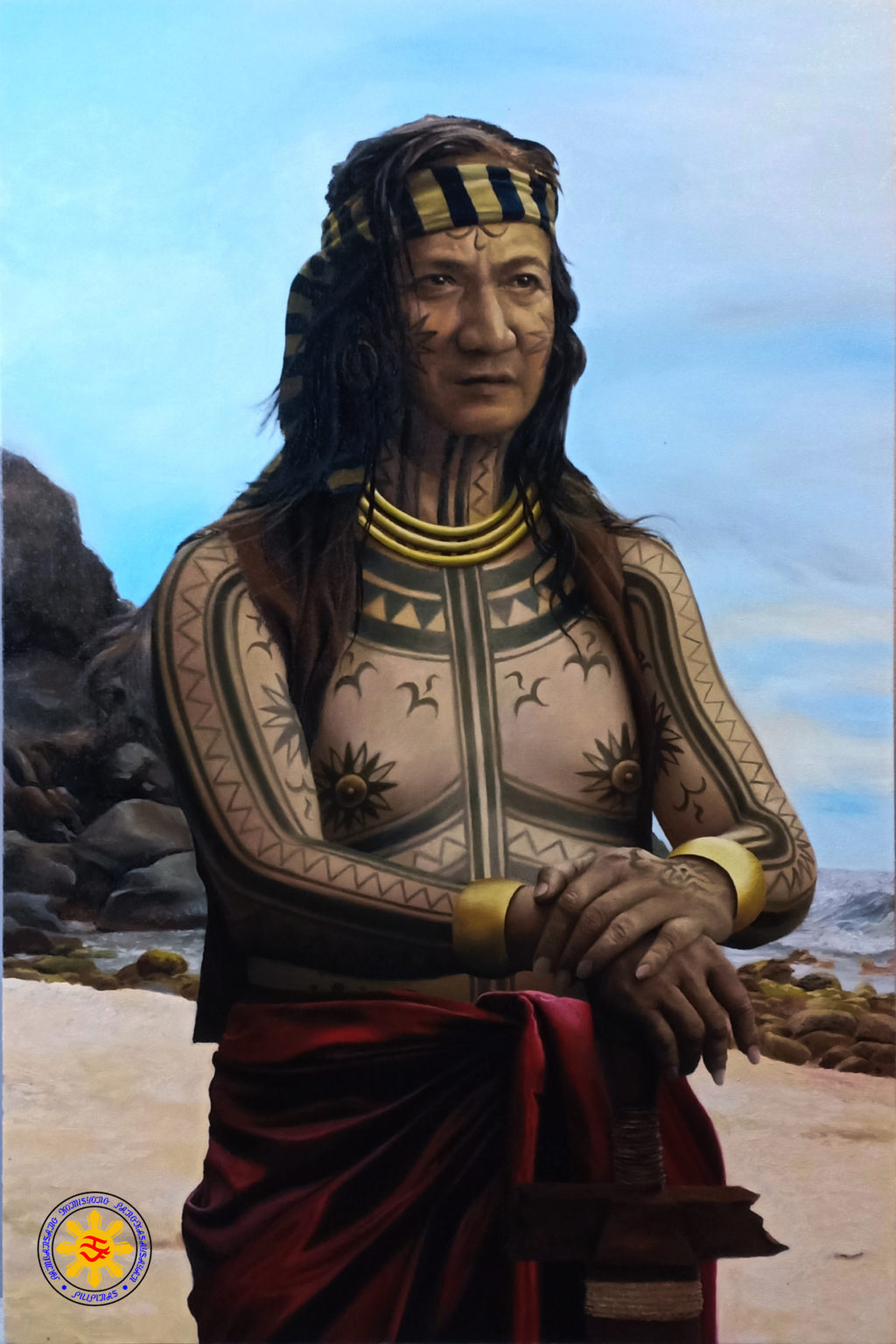 The National Historical Commission of the Philippines on May 7, 2020, released a new portrait of Datu Lapulapu. The "photo-realistic" painting was done by Carlo Caacbay from Bulacan. | via National Quincentennial Committee of the Philippines