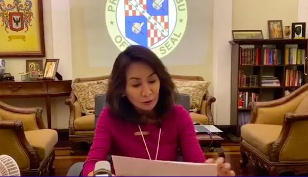 Cebu Governor Gwendolyn Garcia gives updates on the coronavirus disease 2019 (COVID-19) situation in Cebu island. |screengrab from Garcia press briefing