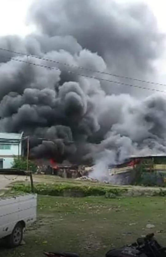 A junkshop in Barangya Tulay, Minglanilla, Cebu, was razed by a fire that took about eight hours to put out, on Monday morning, August 31, 2020. | Contributed Photo