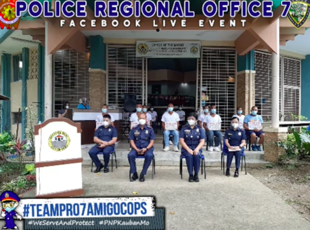 The Police Regional Office in Central Visayas or PRO-7 reports 17 newly recovered from COVID-19 personnel on August 24, 2020. | Photo grabbed from PRO-7 Facebook live