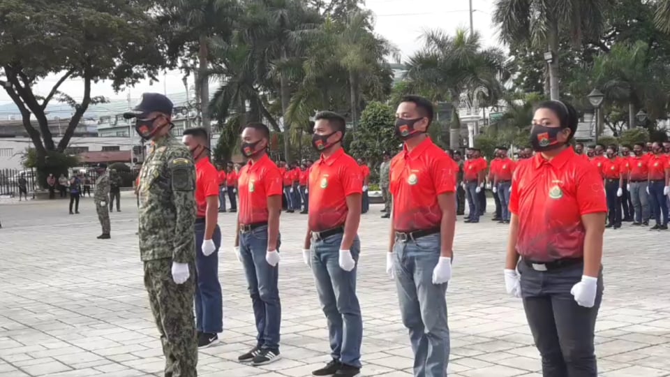 Trainees of the Task Force Kasaligan stand in formation during the closing ceremony of their training at the Plaza Independencia in Cebu City on September 7, 2020. | Contributed photo by Police Colonel Josefino Ligan