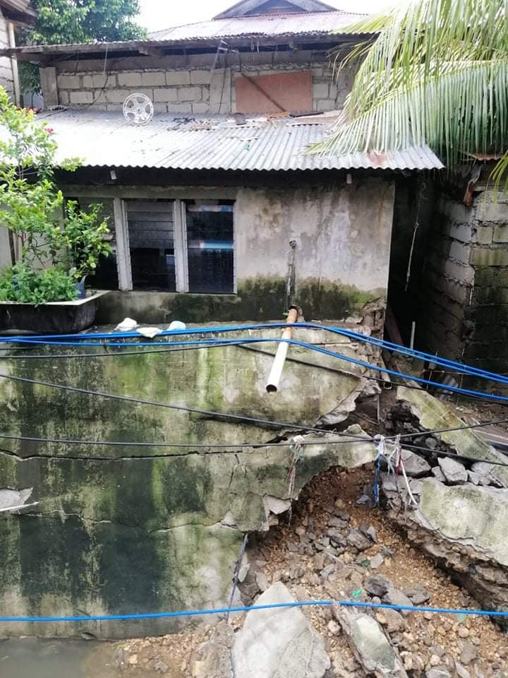 A riprap wall collapsed in Barangay Kasambagan in Cebu City. | Photo Courtesy of Councilor Jerry Guardo