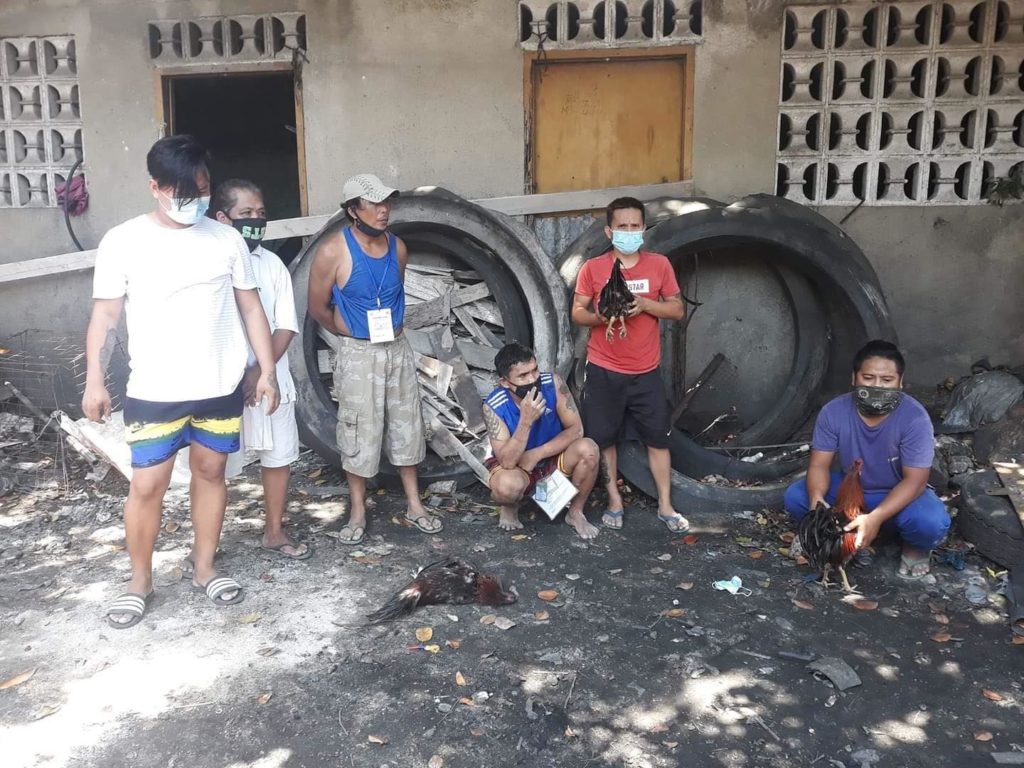 Six men were caught playing "tigbakay" in Barangay San Isidro, Talisay City this 12:50 p.m., September 20, 2020. | Photo from Police Major Gerard Ace Pelare