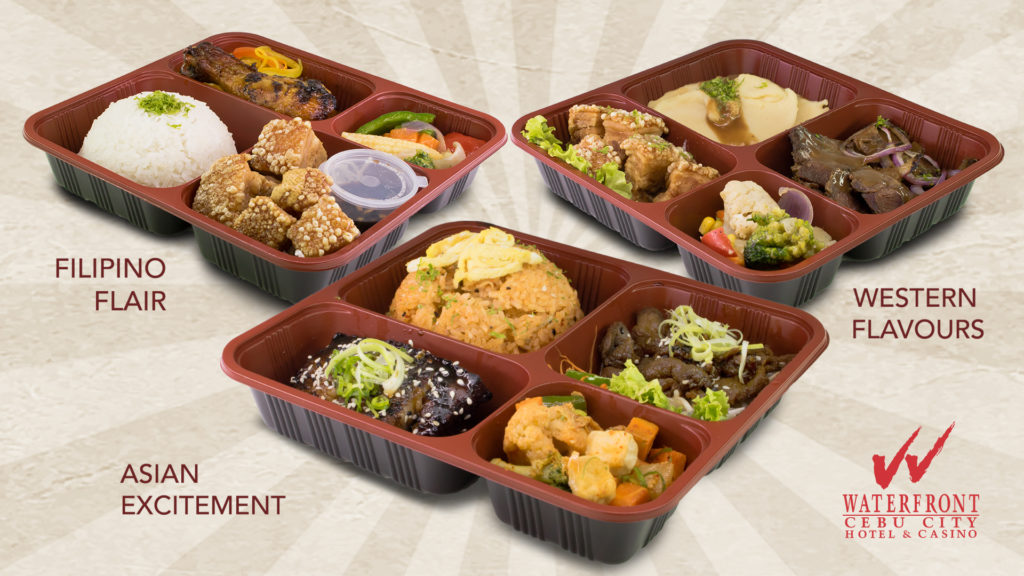 3 bento boxes with food inside