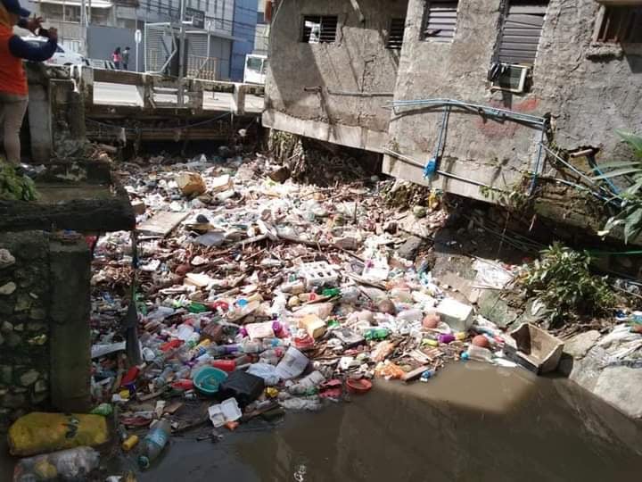 The Mahiga Creek is filled with garbage after the heavy rains on Tuesday night. | Photo Courtesy of CCENRO