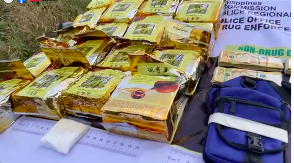 Police Brigadier General Albert Ignatius Ferro, Police Regional Office in Central Visayas director, says the 22 kilos of suspected shabu confiscated during a buy-bust operation in Subabasbas, Lapu-Lapu City on October 21, are probably from Myanmar. | Screenshot from a Facebook Live video