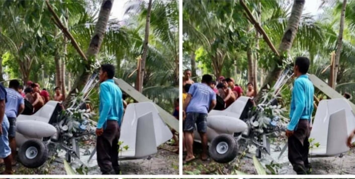 Investigators of the gyrocopter crash in Argao town on November 5, 2020 are checking if the crash was due to pilot error. | Contributed photo
