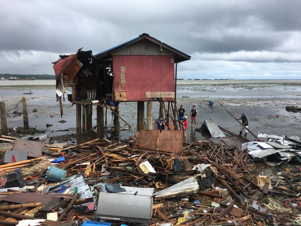 A lone house is left among the houses at the coastline of Barangay Ibo, Lapu-Lapu City, which were destroyed by a storm surge at the height of Tropical Depression Vicky's wrath. | Photo courtesy of Lapu-Lapu DRRMO