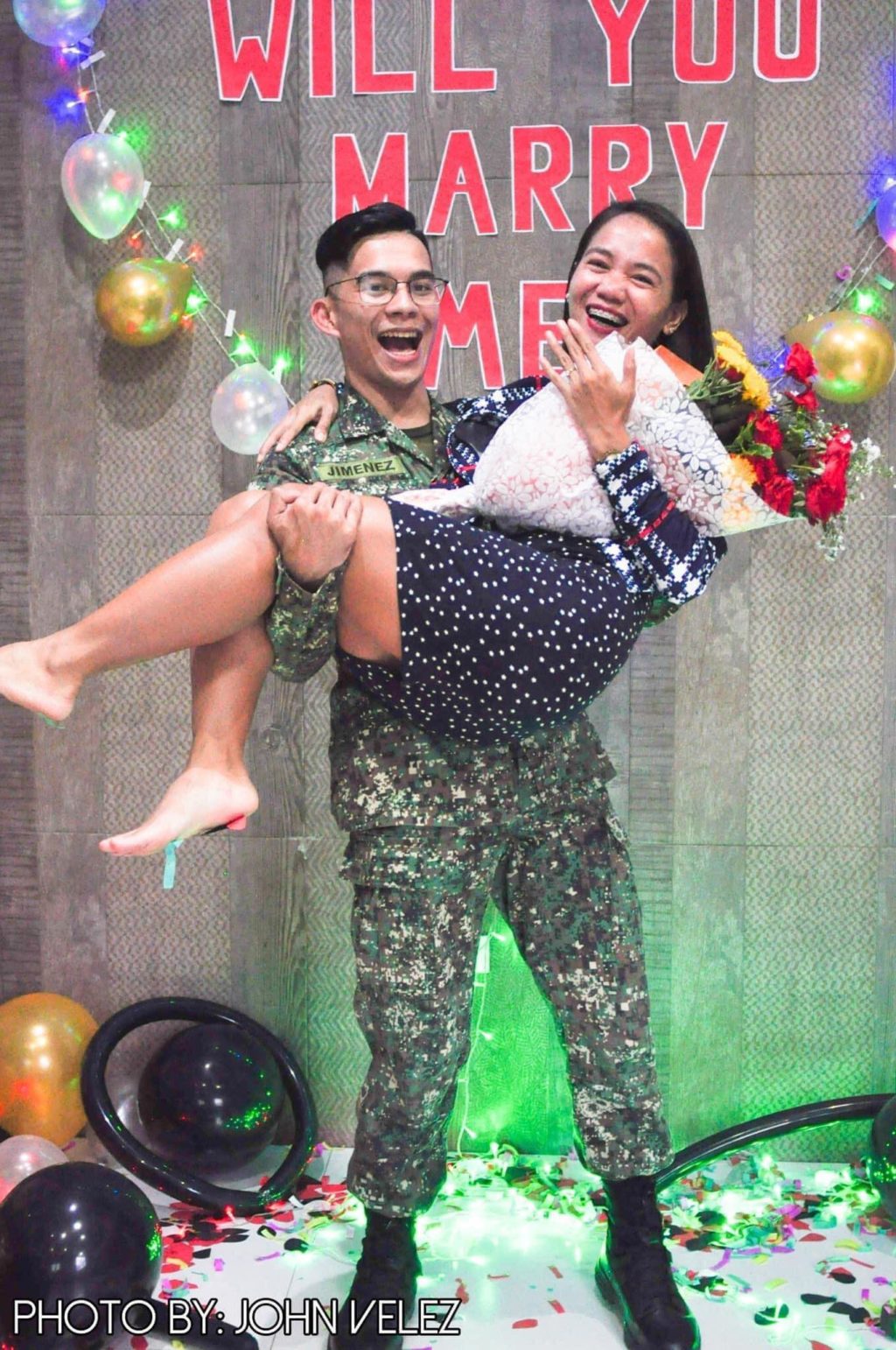 ENGAGED. Cebu Marathoner Mary Joy Tabal gets the surprise of her life after her boyfriend, who is a Navy Lieutenant Junior Grade, asked her to marry him on Thursday, January 14, 2021. | Photo courtesy of Jonathan Velez