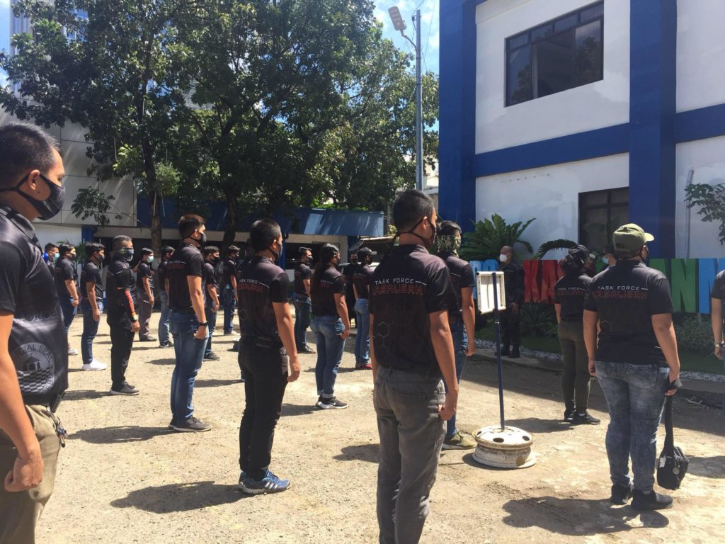 These are the first batch of Task Force Kasaligan members, who helped PNP personnel in monitoring and enforcing quarantine protocols in Cebu City.| Photo taken last February 4, 2021.