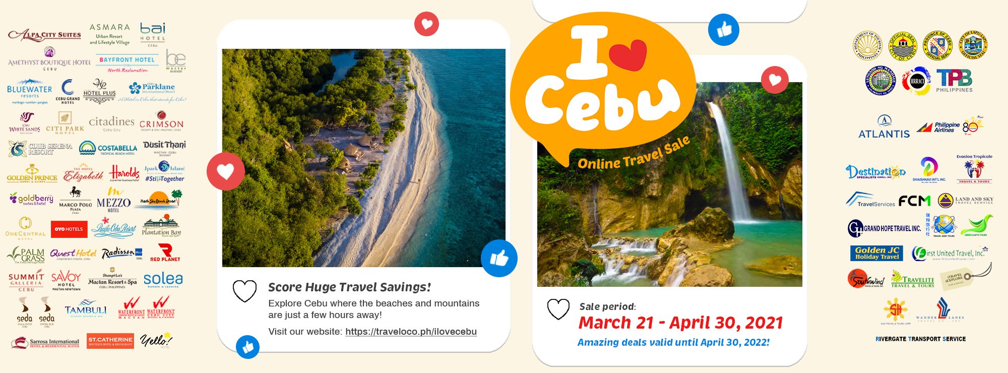 HRRAC and I Love Cebu. A screenshot of an "I LOVE CEBU" post - an online travel sale organized by HRRAC.