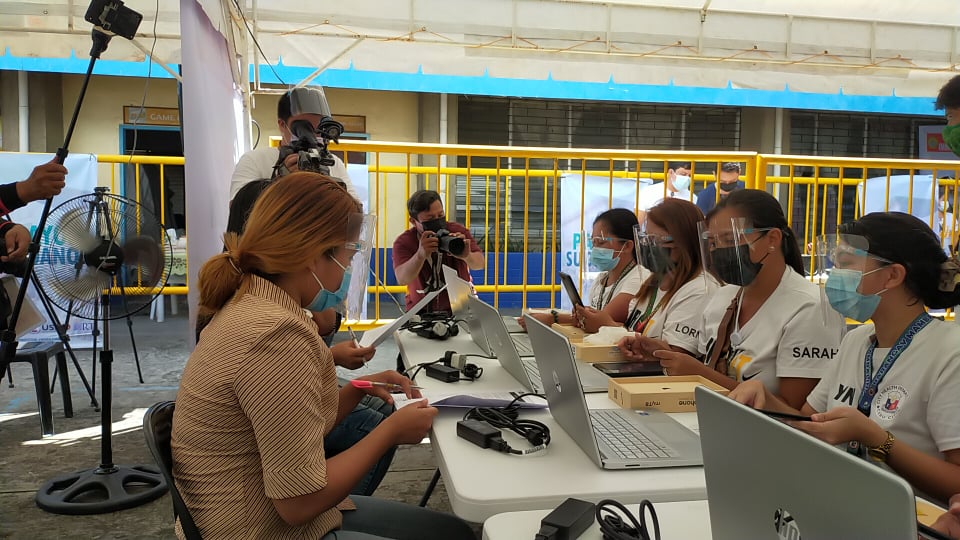 Health workers are interviewed prior to getting vaccinated during a dress rehearsal for the vaccination or vaccination simulations in Cebu City. | Delta Letigio
