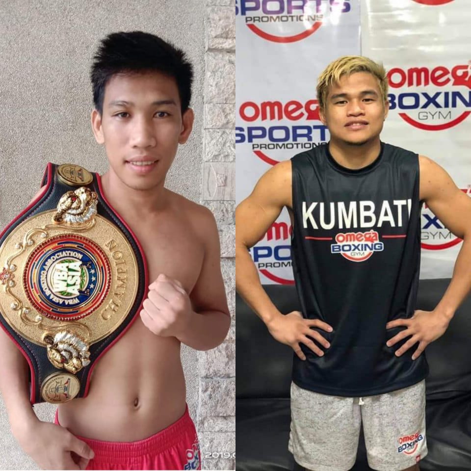 Mark Vicelles (left) and Peter Apolinar are two of the five Omega Boxing Gym boxers who defeated their opponents during the Kumbati 8 &amp; 9 on March 27 at the IPI Compound in Mandaue City. | file photo