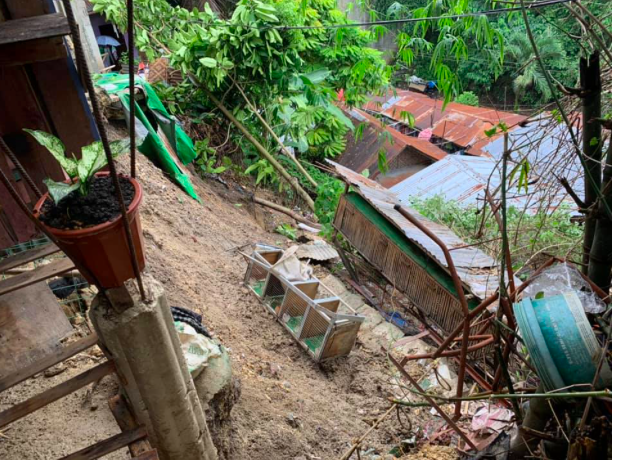 The CDRRMO or the City Disaster Risk Reduction and Management Office is asking the Cebu City Council to make it a requirement for barangays to submit a disaster plan before their annual budgets will be approved. Above are landslide-damaged parts of homes in Barangay Kalunasan in this September 16, 2020 photo. | Photo Courtesy of Cebu City PIO (file photo)